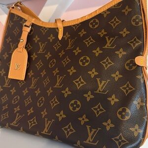 Louis Vuitton Monogram Canvas Brown with Tan Trim Shoulder Tote
